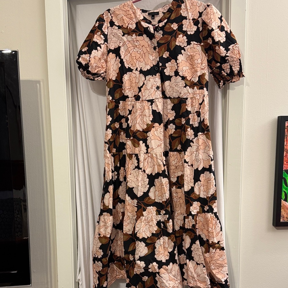 Who What Wear Black and Cream Floral Blouse